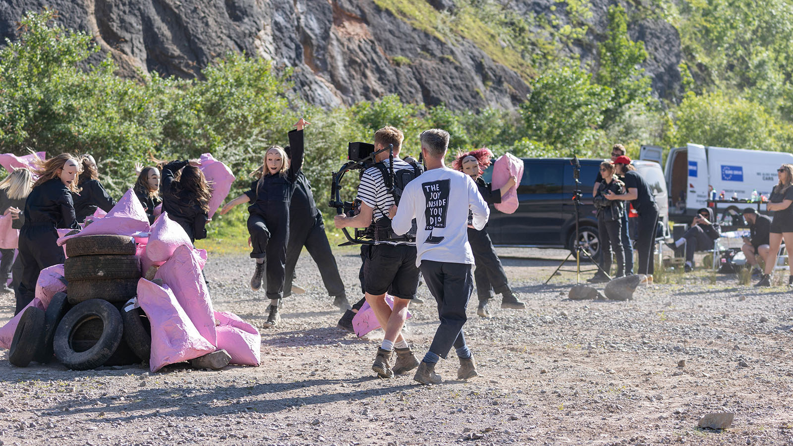 Video production still from IDLES